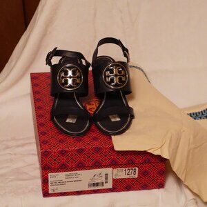 Navy blue Tory Burch wedge shoe